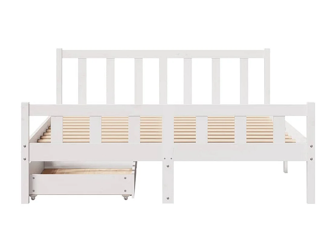Lit double | Lit adulte | Cadre de lit blanc 150x200 cm bois de pin massif