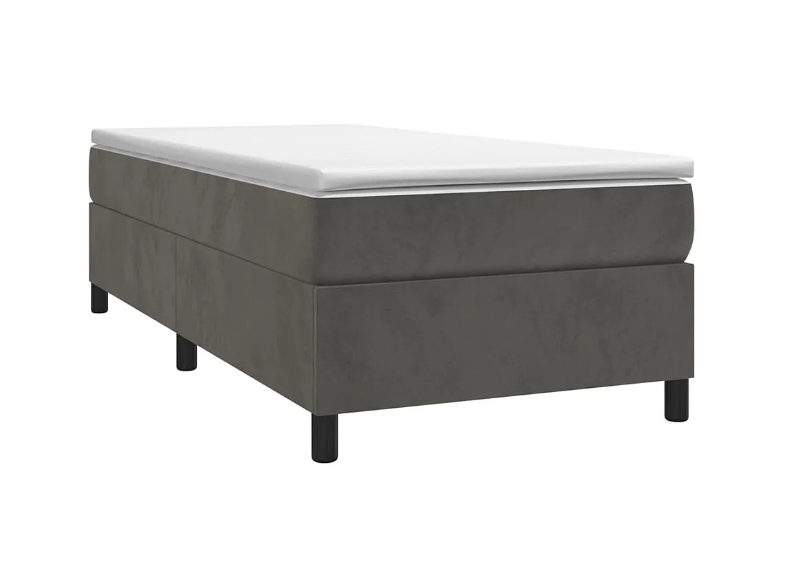 Lit simple | Lit adulte, enfant | Cadre de lit gris foncé 90x190 cm velours