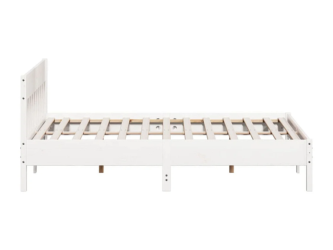 Lit double | Lit adulte | Cadre de lit blanc 200x200 cm bois massif de pin