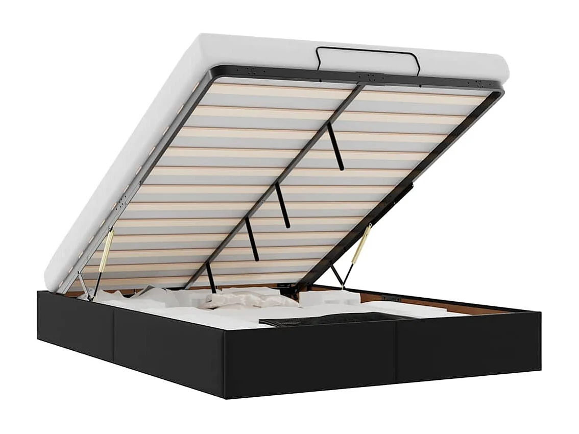 Lit double | Lit adulte | Cadre de lit ottoman noir 140x190 cm similicuir