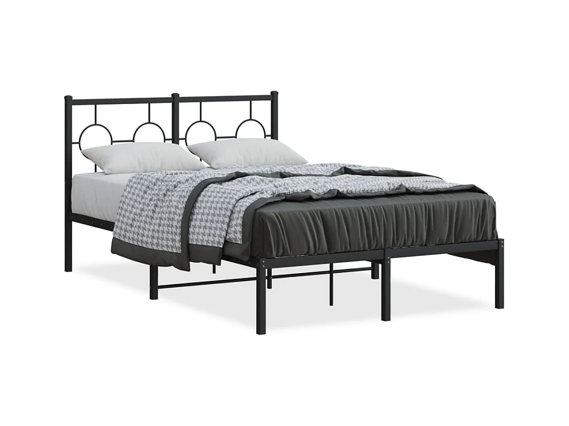 Lit simple | Lit adulte, enfant | Cadre de lit métal avec tête de lit noir 120x200cm