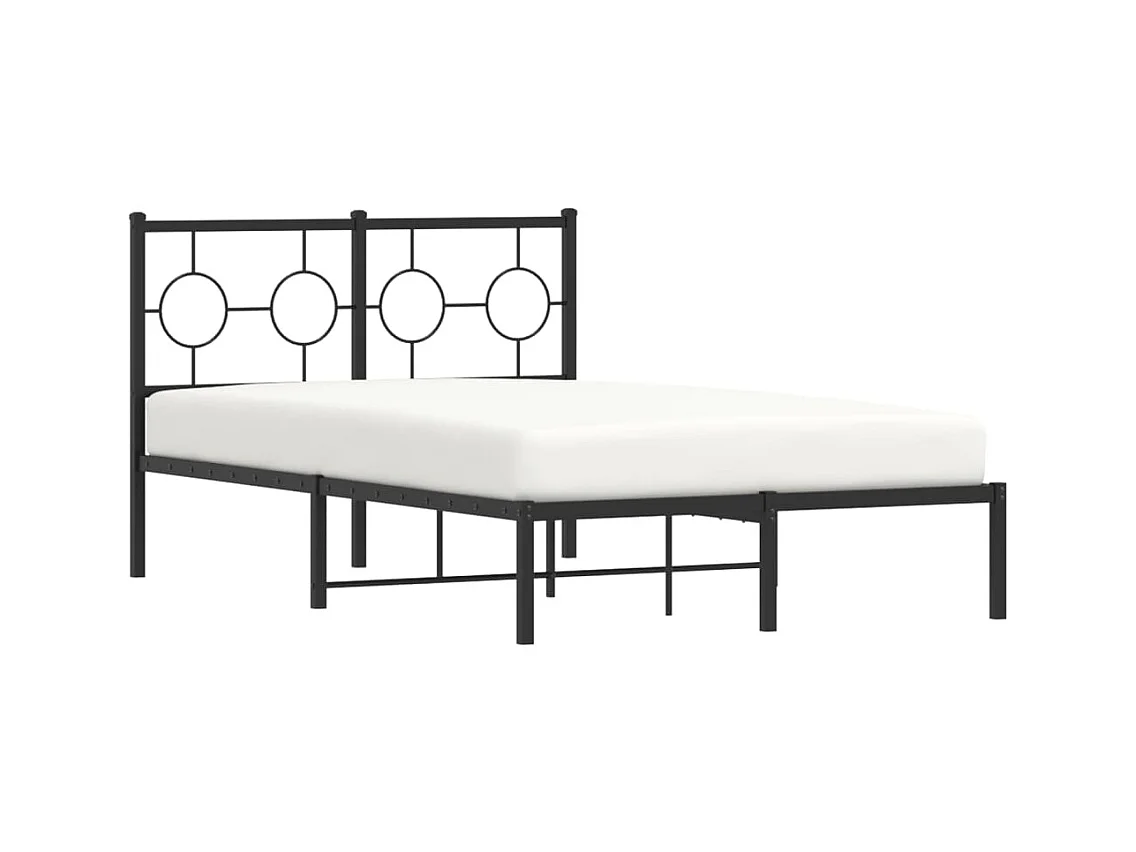 Lit simple | Lit adulte, enfant | Cadre de lit métal avec tête de lit noir 120x200cm