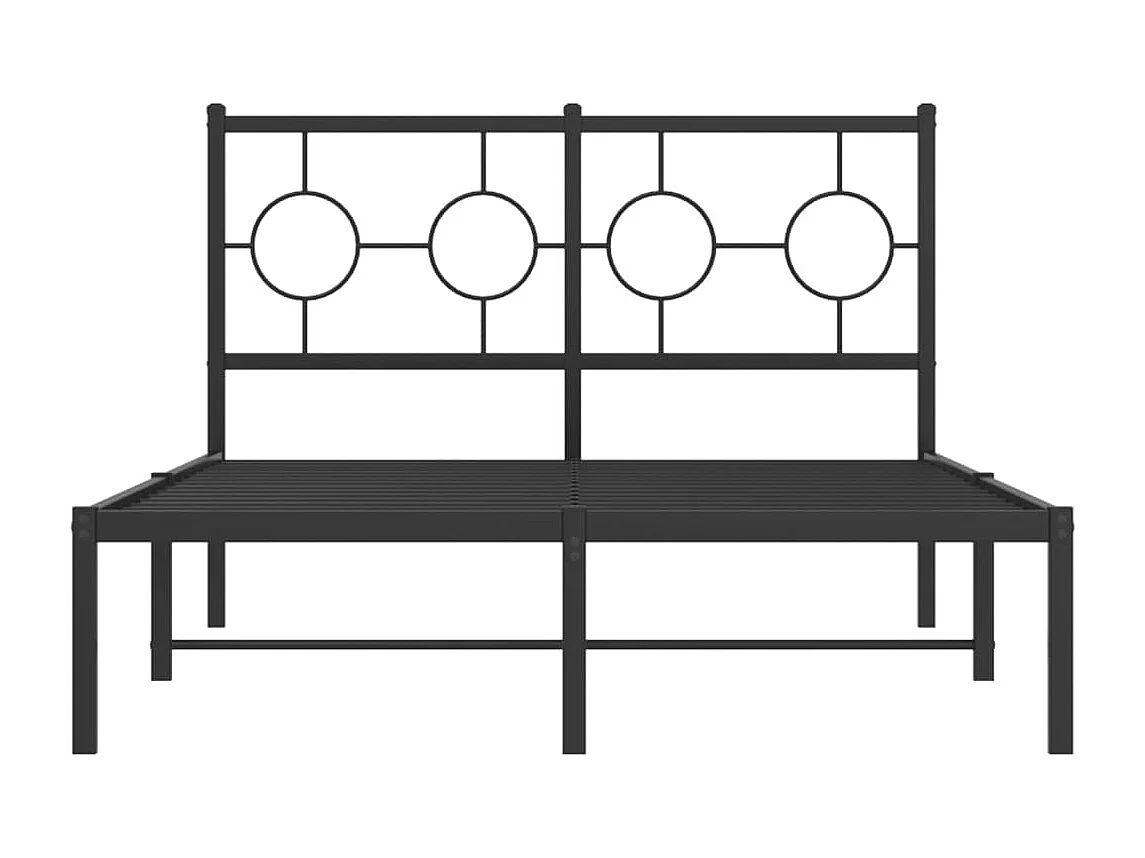 Lit simple | Lit adulte, enfant | Cadre de lit métal avec tête de lit noir 120x200cm