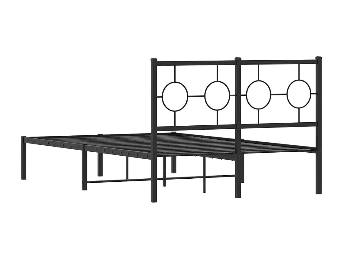 Lit simple | Lit adulte, enfant | Cadre de lit métal avec tête de lit noir 120x200cm