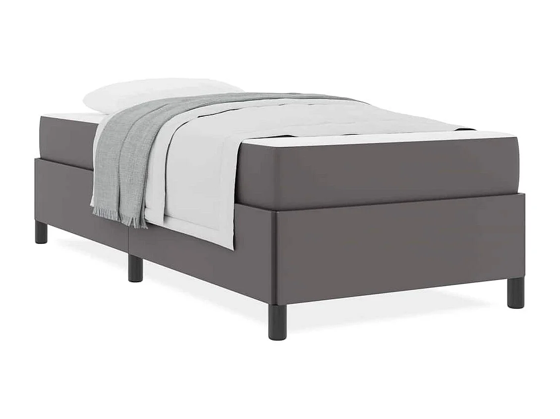 Lit simple | Lit adulte, enfant | Cadre de lit avec matelas Gris 100x200 cm Faux cuir