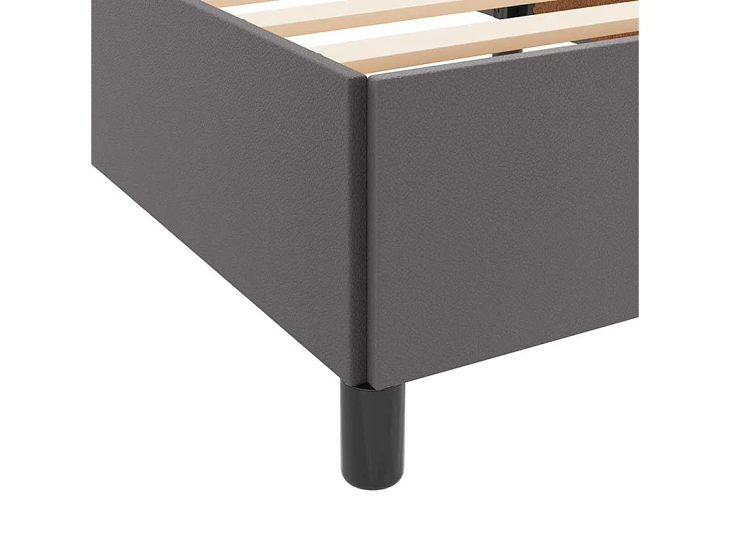 Lit simple | Lit adulte, enfant | Cadre de lit avec matelas Gris 100x200 cm Faux cuir