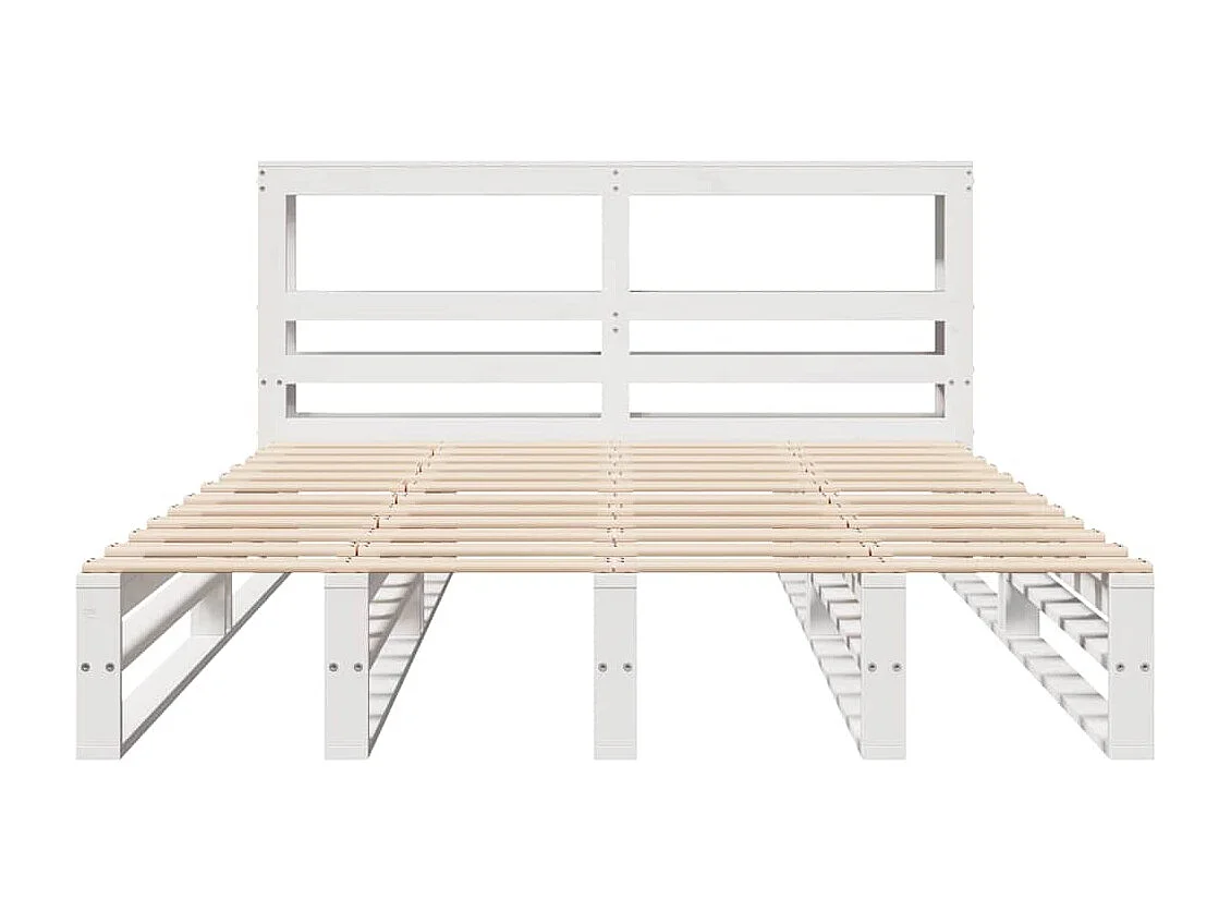 Letto per adulti | Letto singolo | Giroletto con Testiera Bianco 120x200 cm Legno Massello di Pino