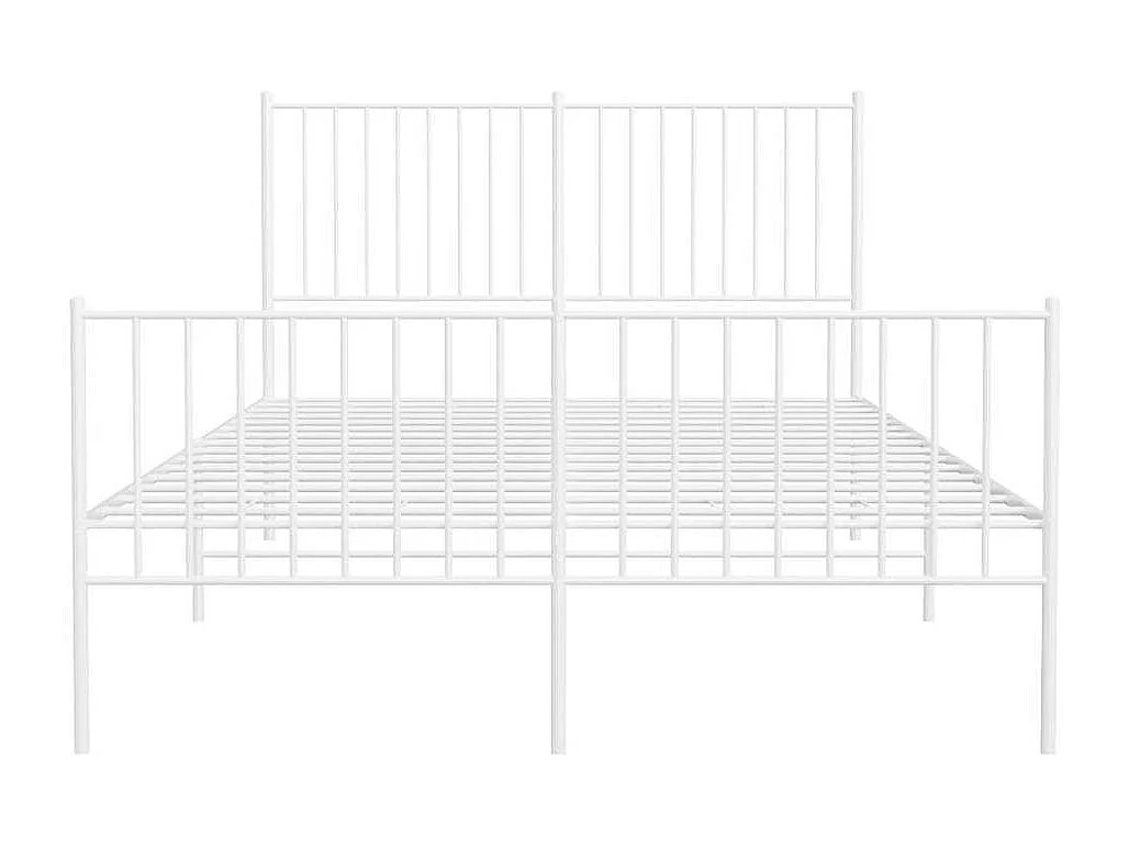 Lit double | Lit adulte | Cadre de lit métal et pied de lit blanc 135x190 cm