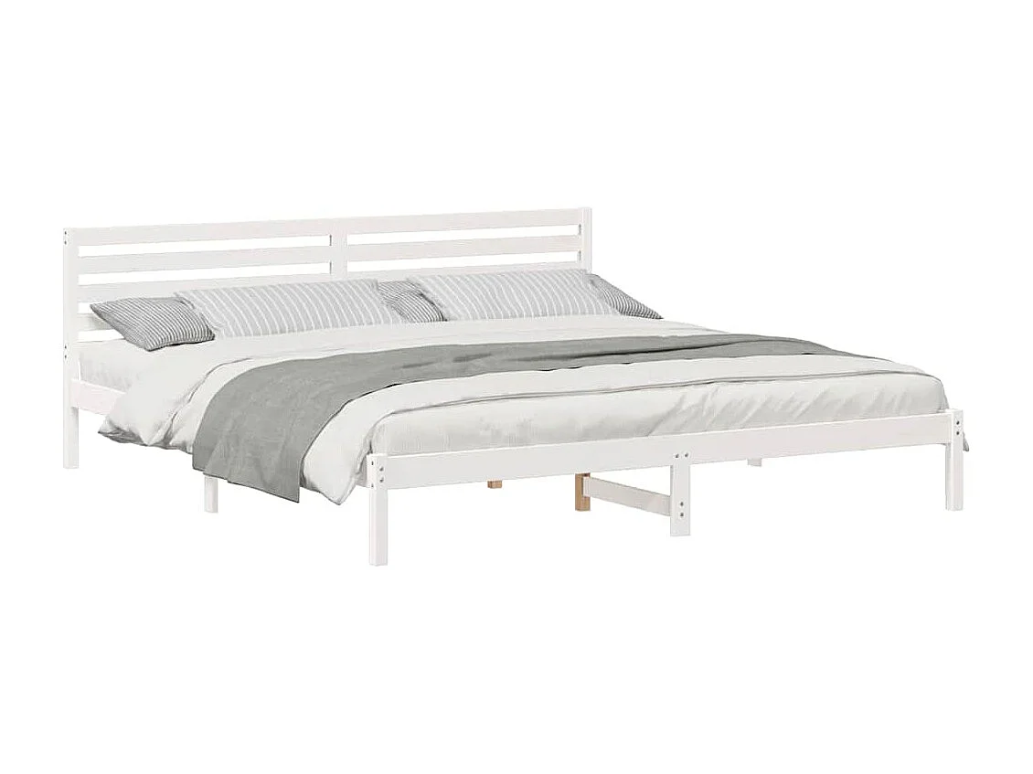 Lit double | Lit adulte | Cadre de lit Blanc 200x220 cm Bois massif en pin
