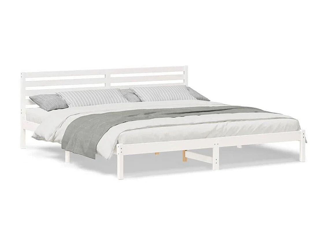 Lit double | Lit adulte | Cadre de lit Blanc 200x220 cm Bois massif en pin