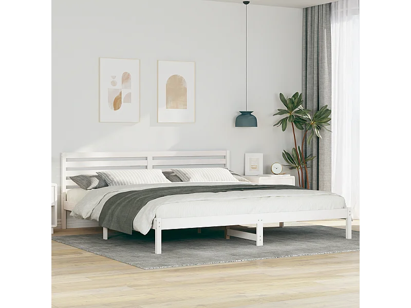 Lit double | Lit adulte | Cadre de lit Blanc 200x220 cm Bois massif en pin