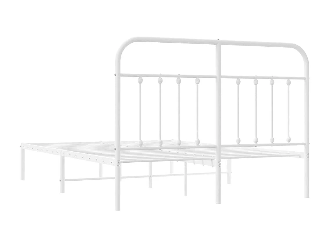 Lit double | Lit adulte | Cadre de lit métal et tête de lit blanc 140x200 cm