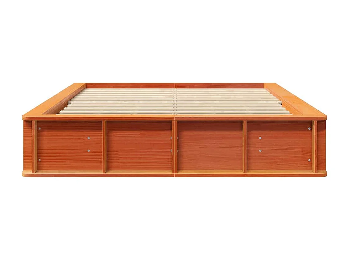 Lit double | Lit adulte | Cadre de lit Marron cire 135x190 cm Pin massif et pin massif