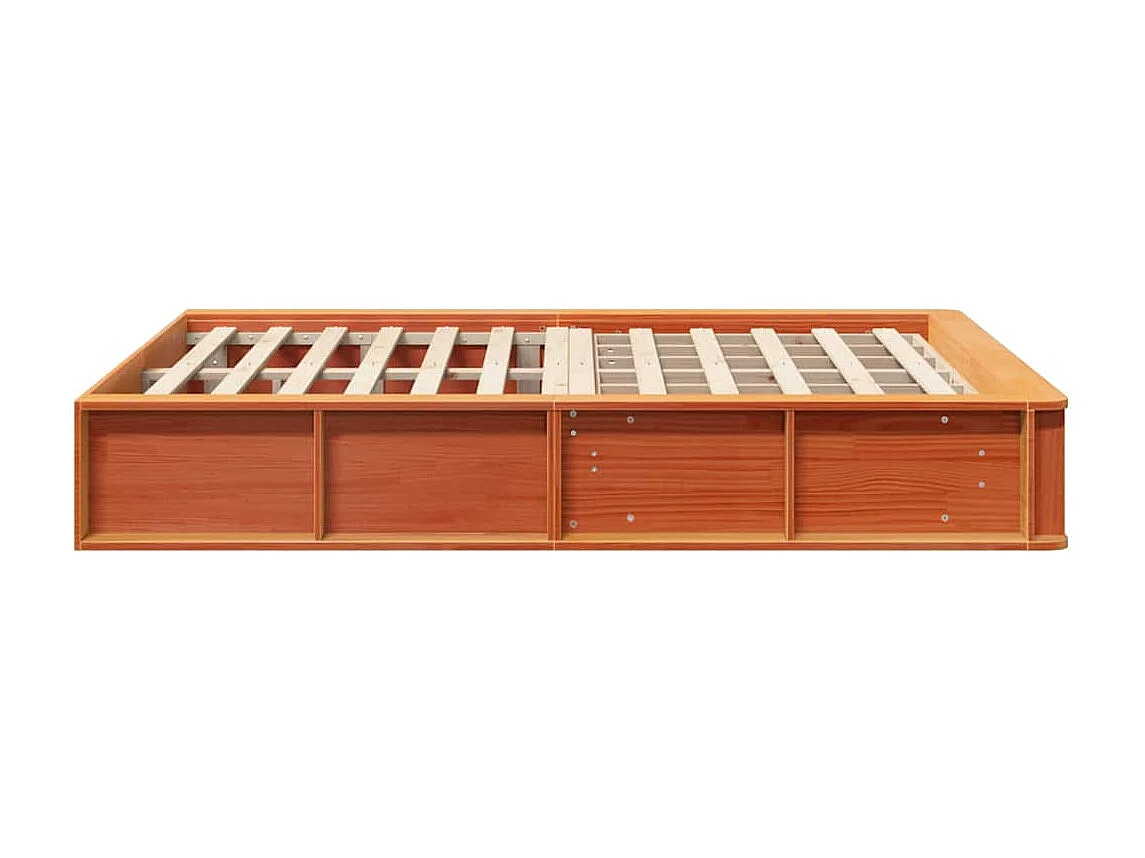 Lit double | Lit adulte | Cadre de lit Marron cire 135x190 cm Pin massif et pin massif