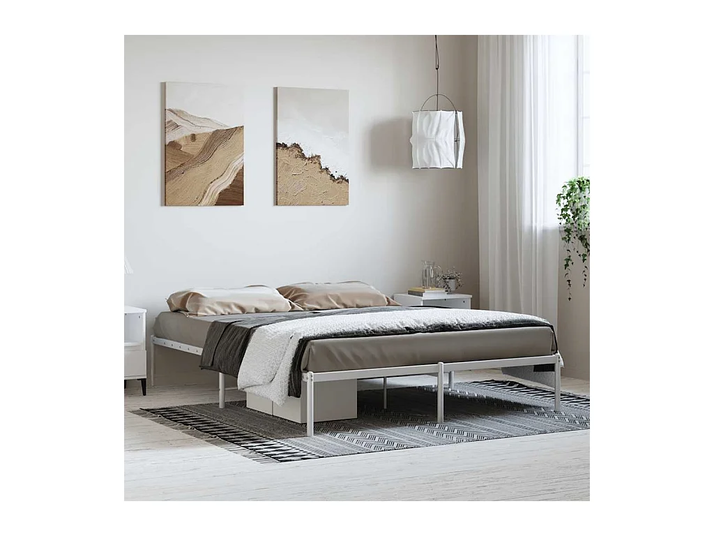 Lit double | Lit adulte | Cadre de lit métal blanc 150x200 cm