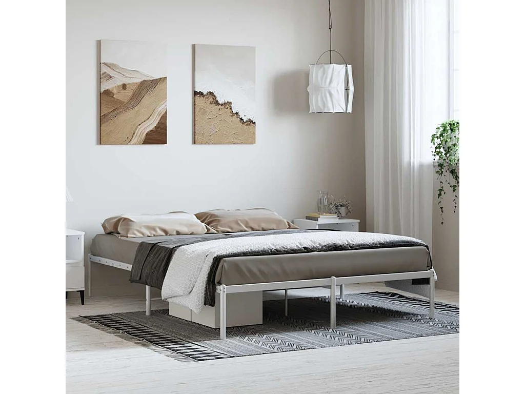 Lit double | Lit adulte | Cadre de lit métal blanc 150x200 cm
