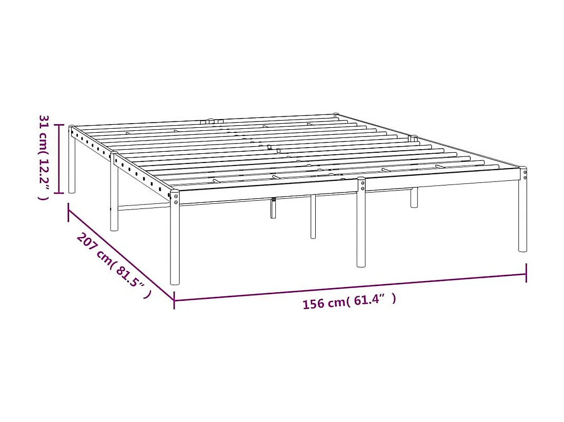 Lit double | Lit adulte | Cadre de lit métal blanc 150x200 cm