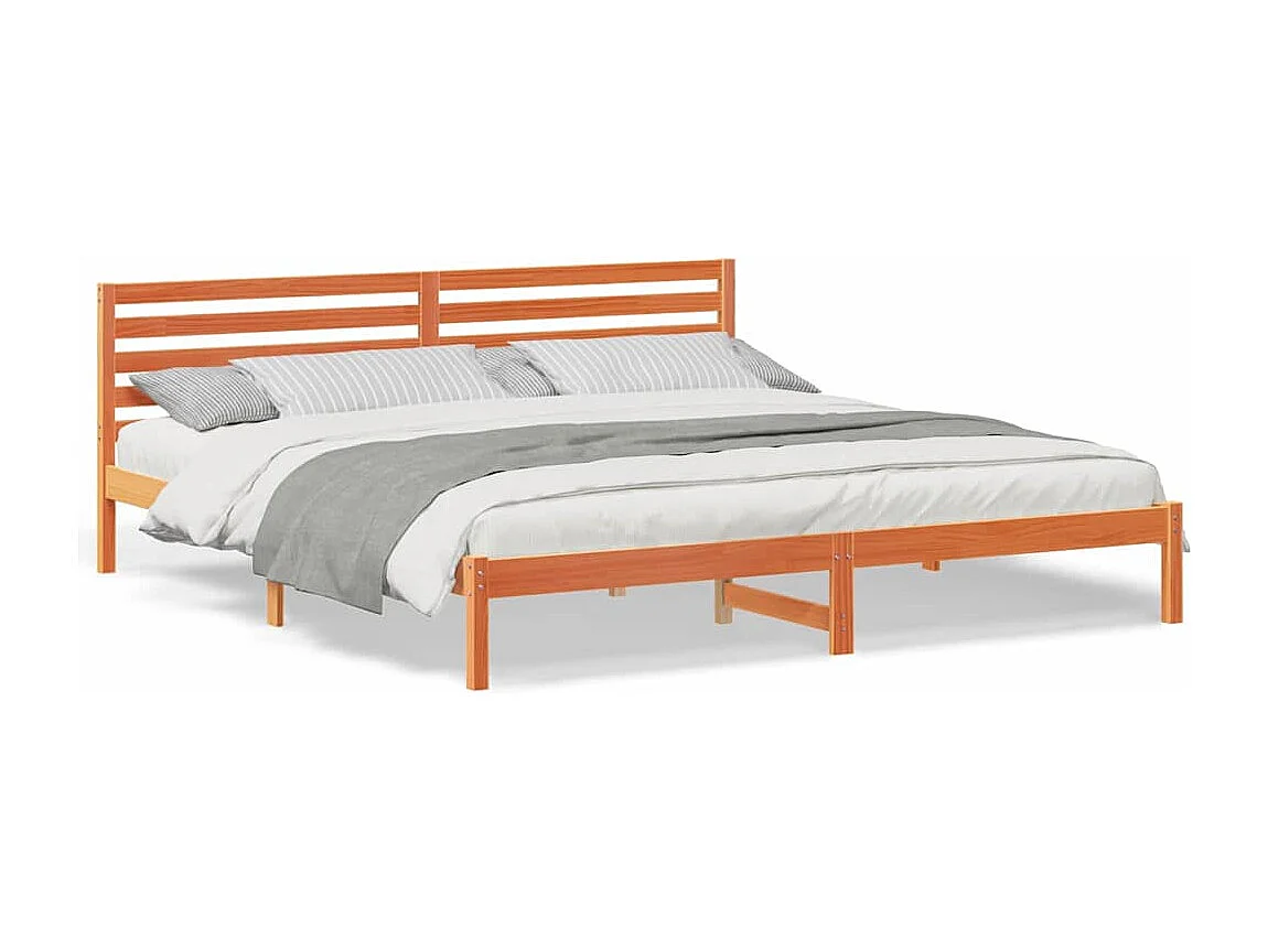 Lit double | Lit adulte | Cadre de lit Marron cire 200x210 cm Bois massif en pin