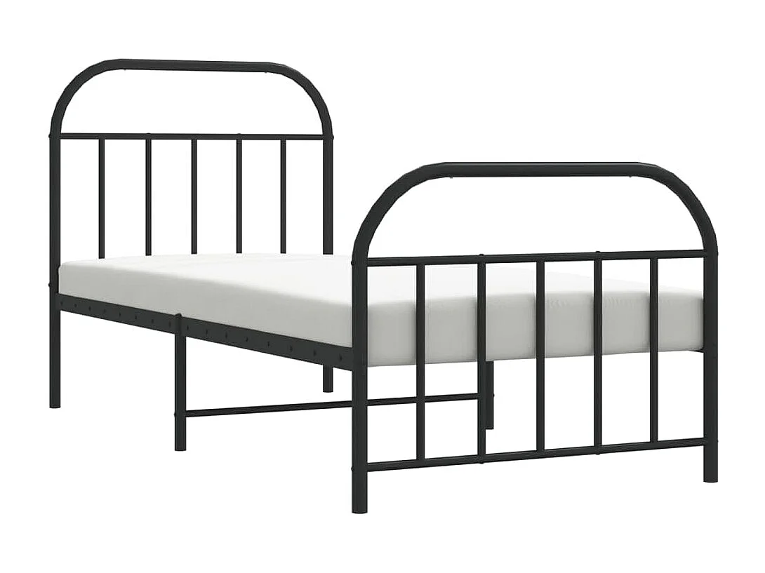Lit simple | Lit adulte, enfant | Cadre de lit métal avec pied de lit noir 80x200 cm