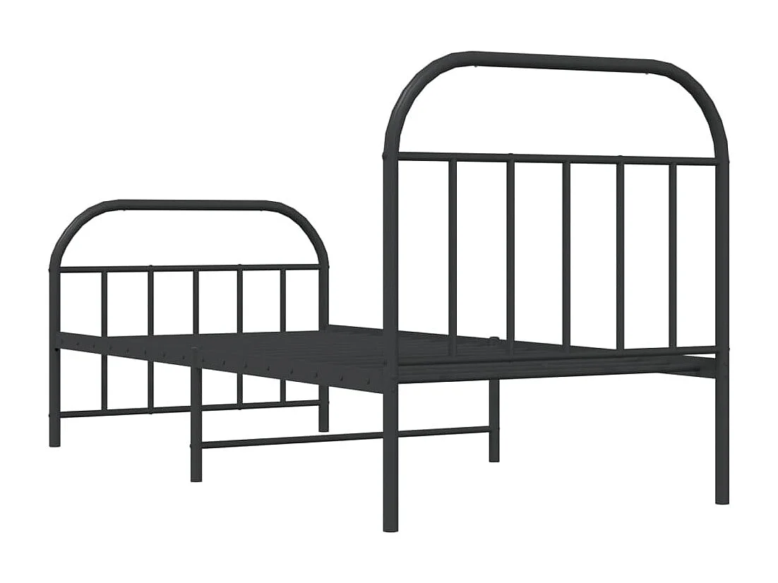 Lit simple | Lit adulte, enfant | Cadre de lit métal avec pied de lit noir 80x200 cm