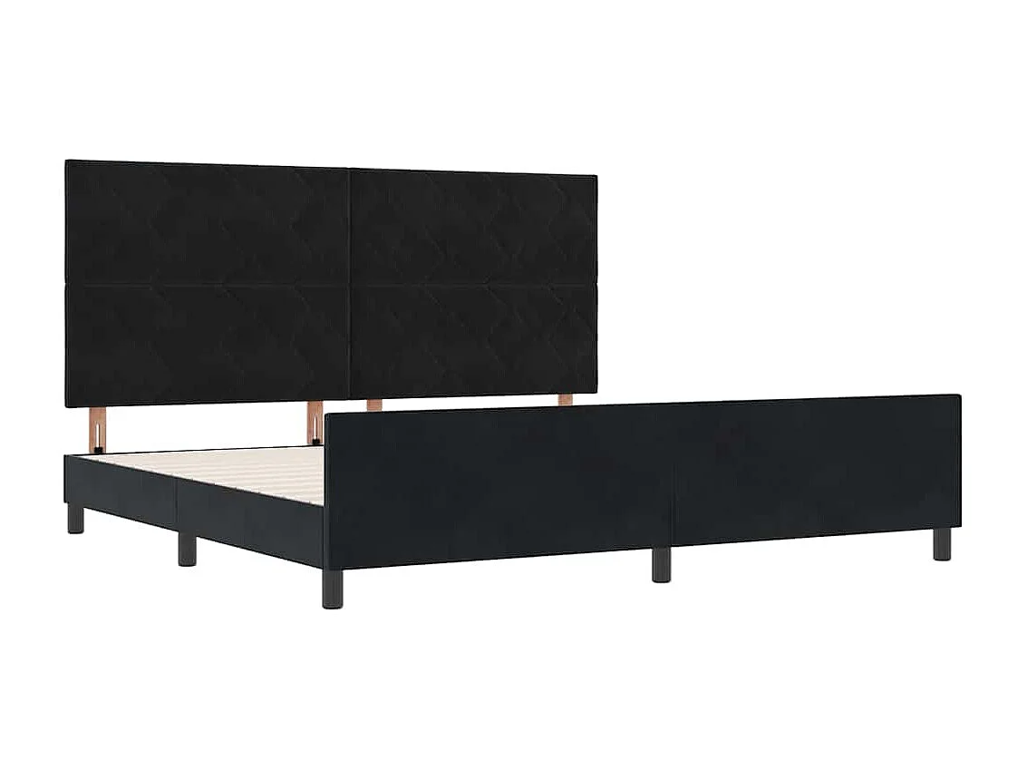 Lit double | Lit adulte | Cadre de lit avec tête de lit Noir 200x200 cm Velours