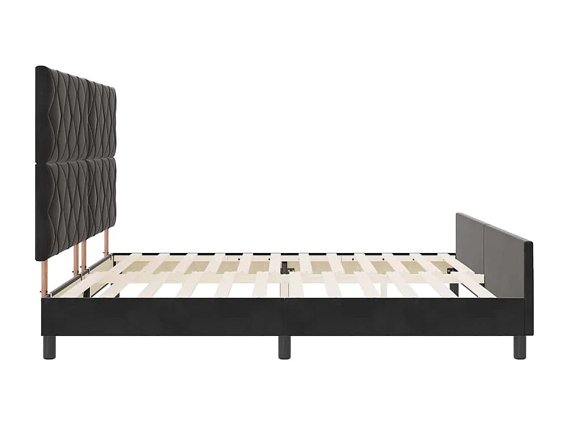 Lit double | Lit adulte | Cadre de lit avec tête de lit Noir 200x200 cm Velours