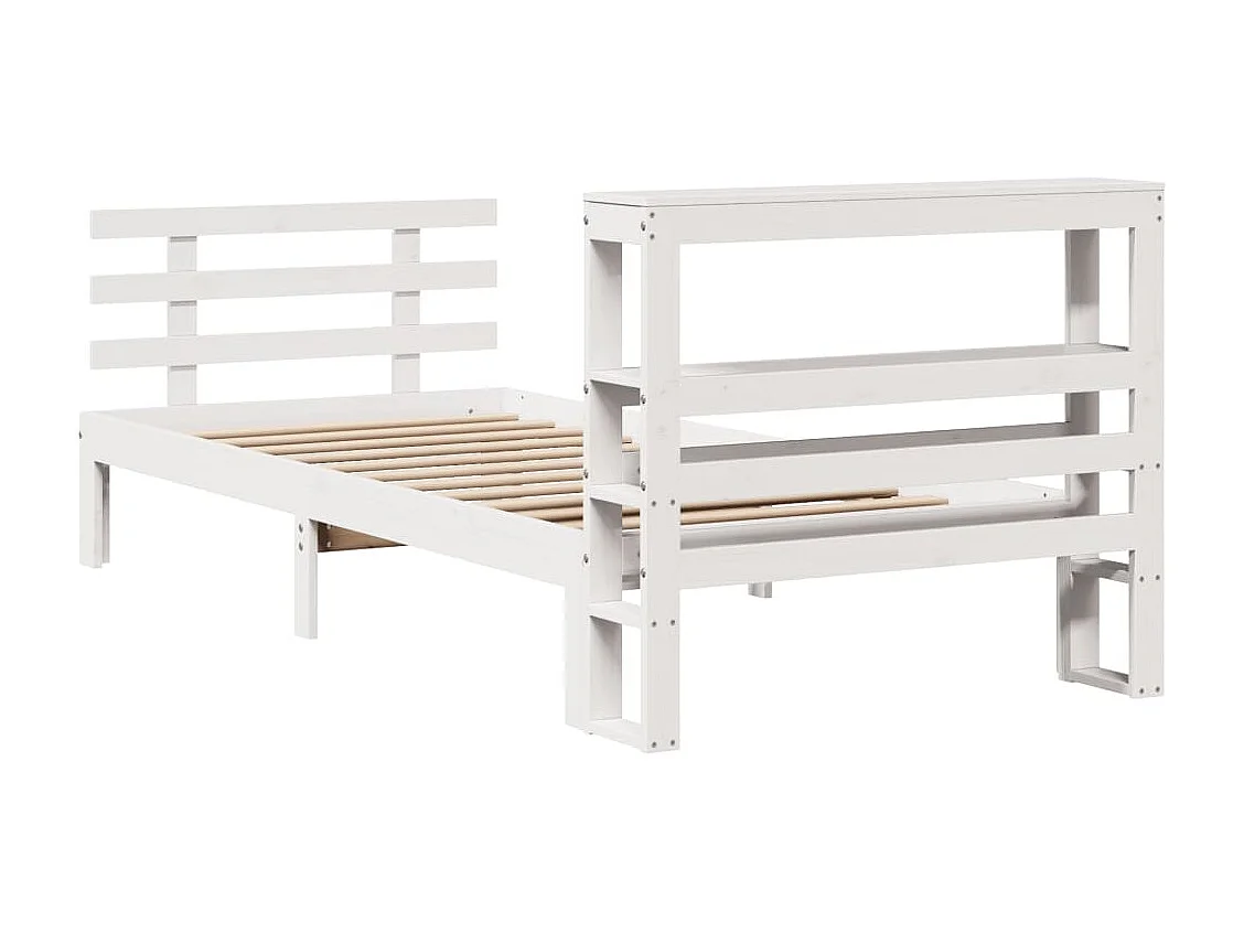 Lit simple | Lit adulte, enfant | Cadre de lit avec tête de lit blanc 75x190 cm