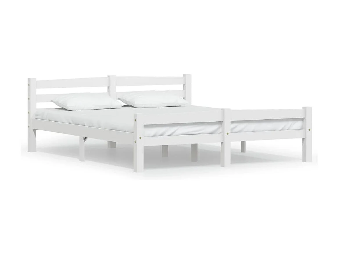 Lit double | Lit adulte | Cadre de lit blanc bois de pin massif 160x200 cm