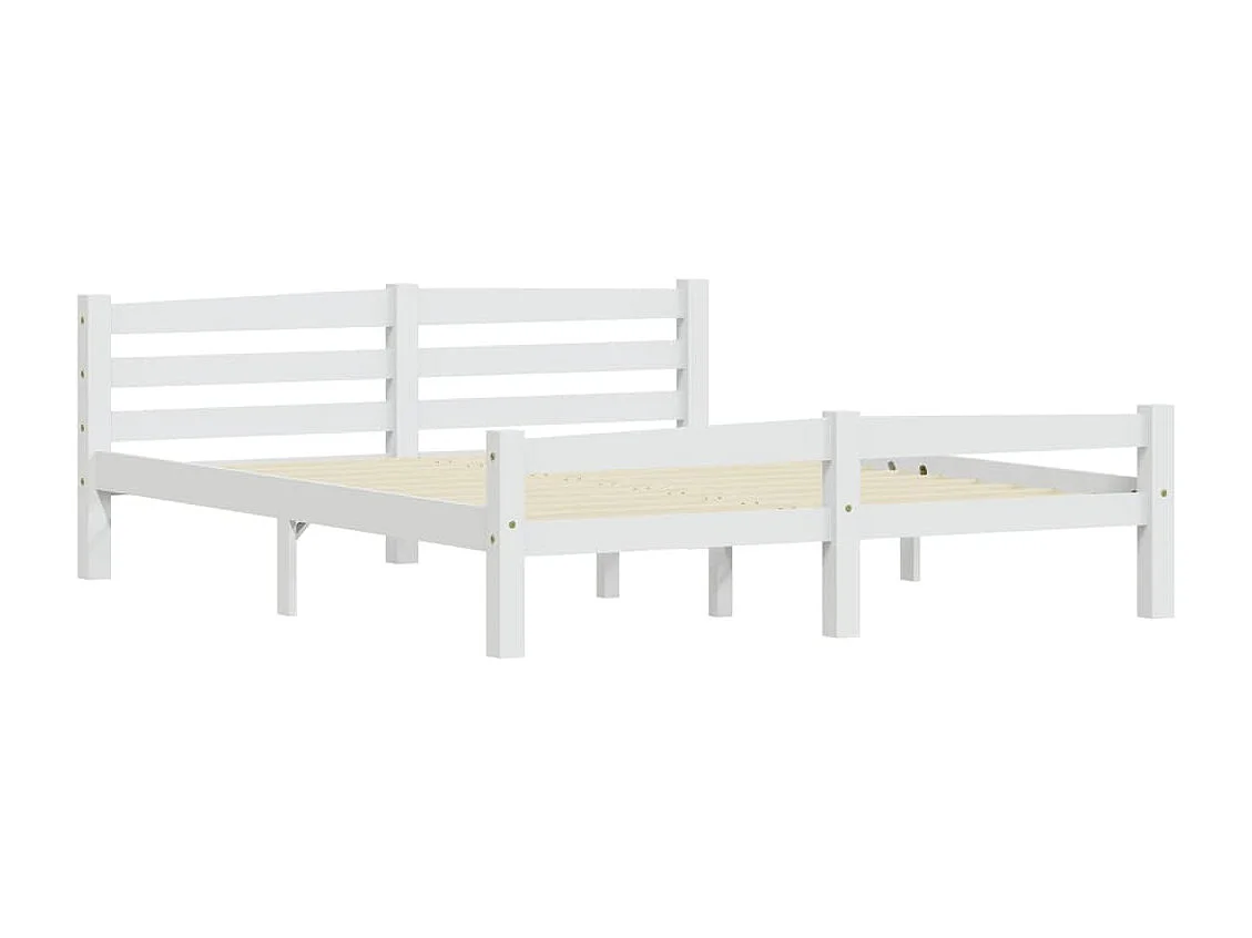 Lit double | Lit adulte | Cadre de lit blanc bois de pin massif 160x200 cm