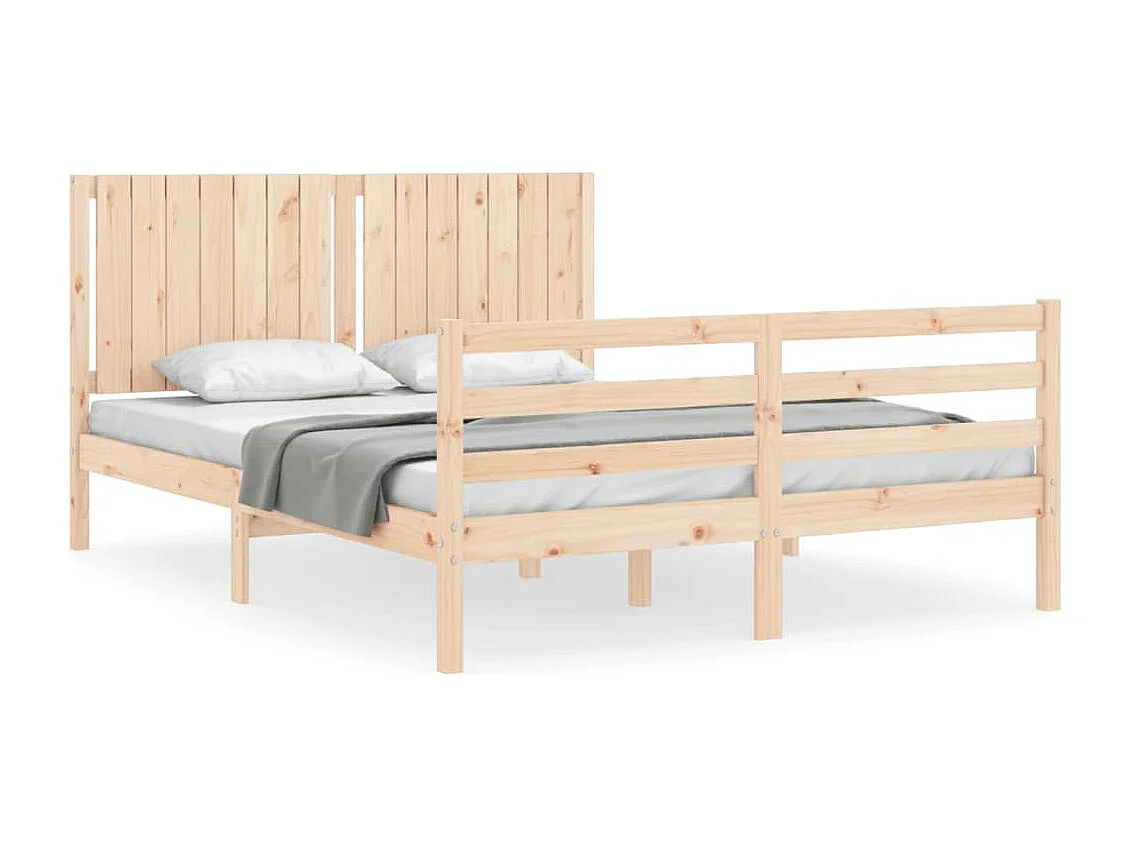 Bedframe | Tweepersoonsbed met hoofdbord massief hout 160x200 cm