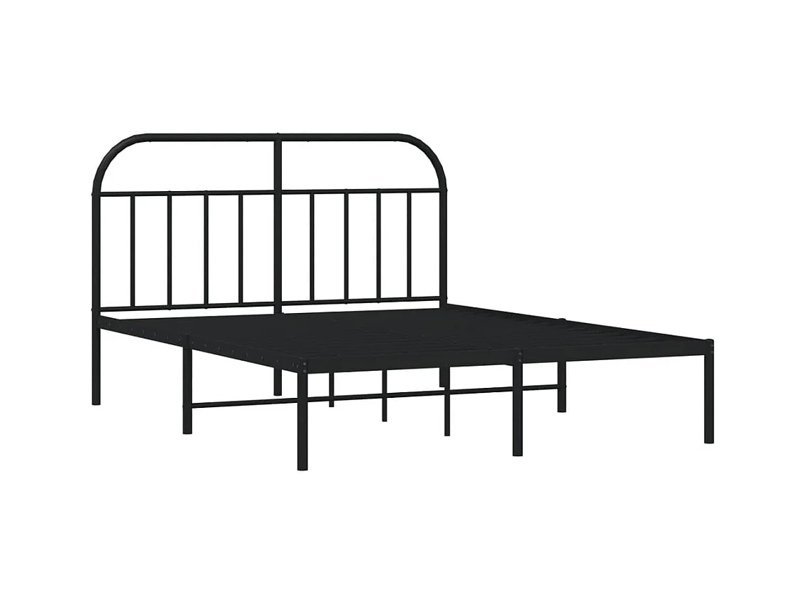 Lit double | Lit adulte | Cadre de lit métal avec tête de lit noir 140x190cm