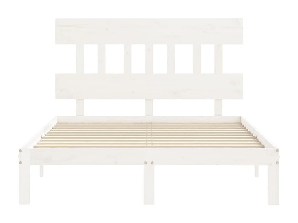 Lit double | Lit adulte | Cadre de lit blanc 140x200 cm bois de pin massif