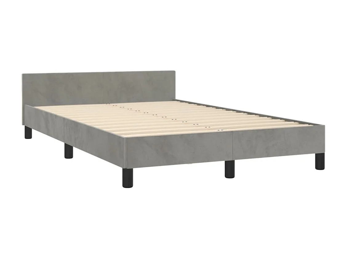 Lit simple | Lit adulte, enfant | Cadre de lit gris clair 120x200 cm velours
