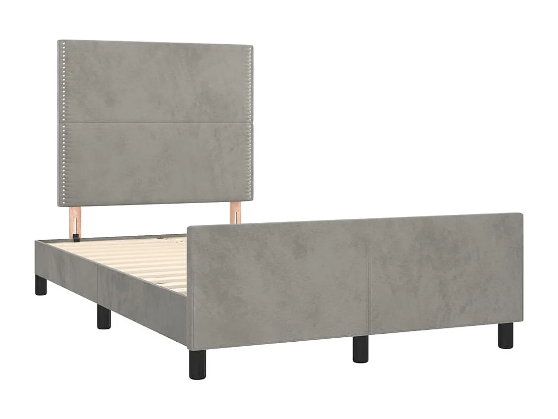 Lit simple | Lit adulte, enfant | Cadre de lit gris clair 120x200 cm velours