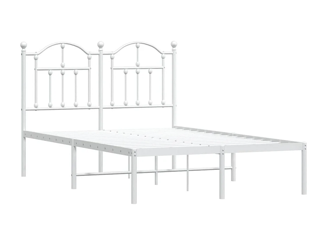 Lit simple | Lit adulte, enfant | Cadre de lit métal et tête de lit blanc 120x200 cm