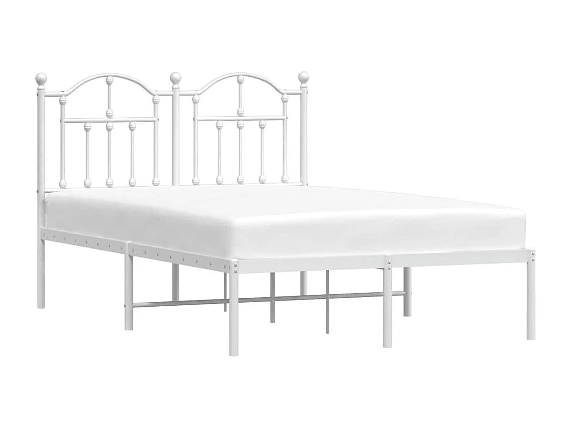 Lit simple | Lit adulte, enfant | Cadre de lit métal et tête de lit blanc 120x200 cm