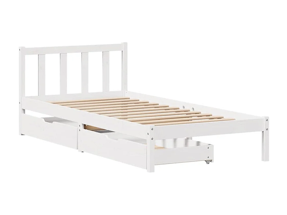Lit simple | Lit adulte, enfant | Cadre de lit blanc 90x200 cm bois de pin massif