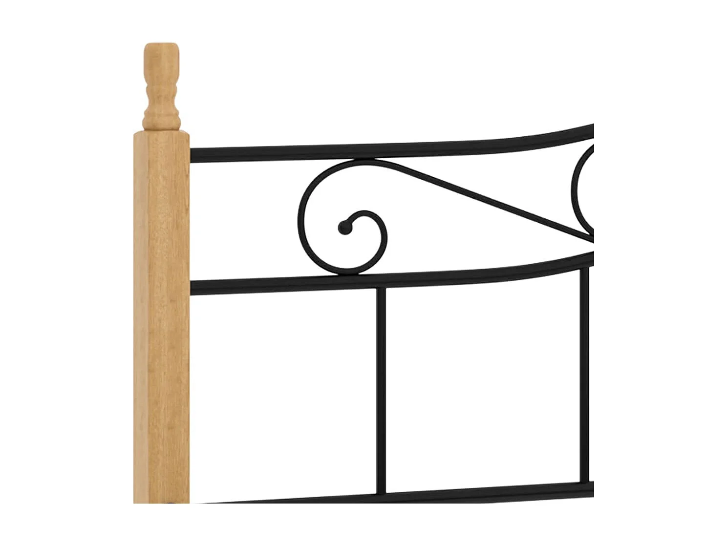 Lit double | Lit adulte | Cadre de lit noir métal bois chêne 200x200 cm