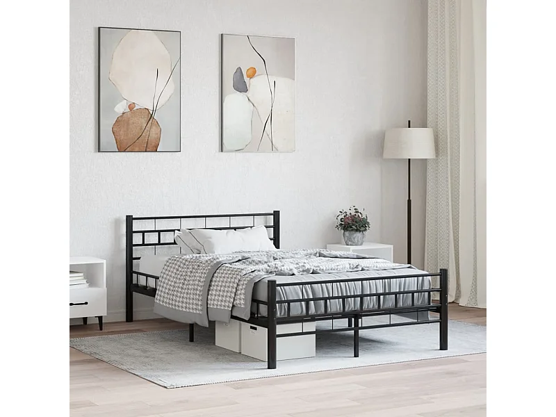 Lit double | Lit adulte | Cadre de lit noir acier 140x200 cm