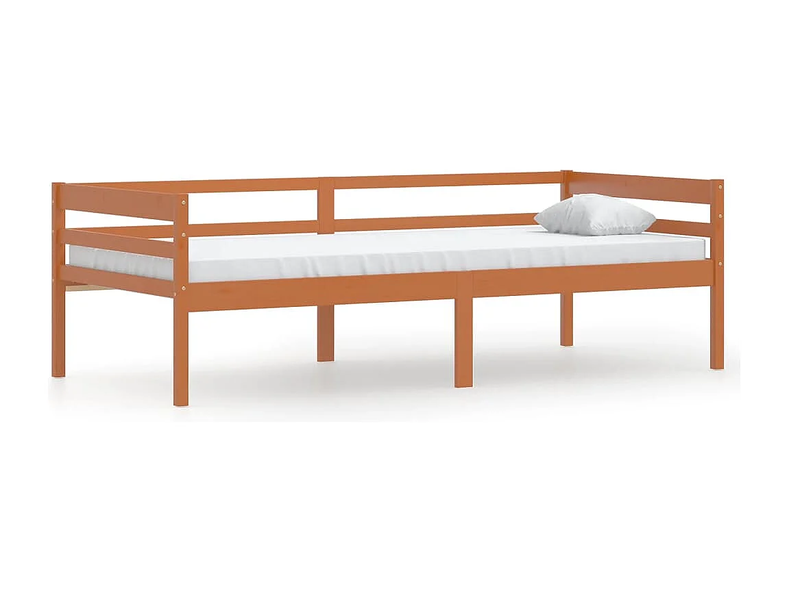 Lit simple | Lit adulte, enfant | Cadre de lit Marron miel Bois pin massif 90x200 cm