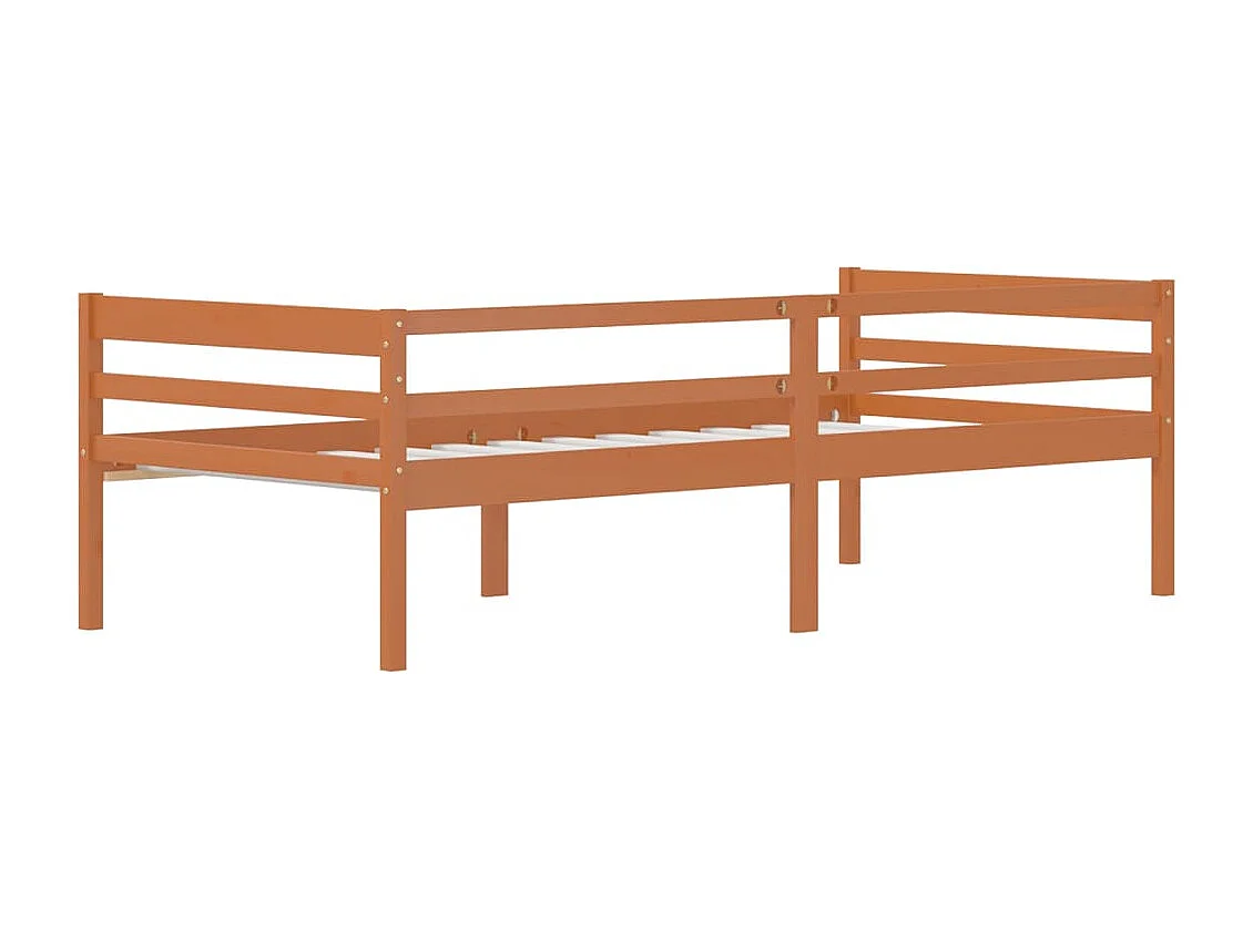 Lit simple | Lit adulte, enfant | Cadre de lit Marron miel Bois pin massif 90x200 cm