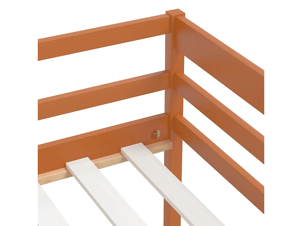 Lit simple | Lit adulte, enfant | Cadre de lit Marron miel Bois pin massif 90x200 cm