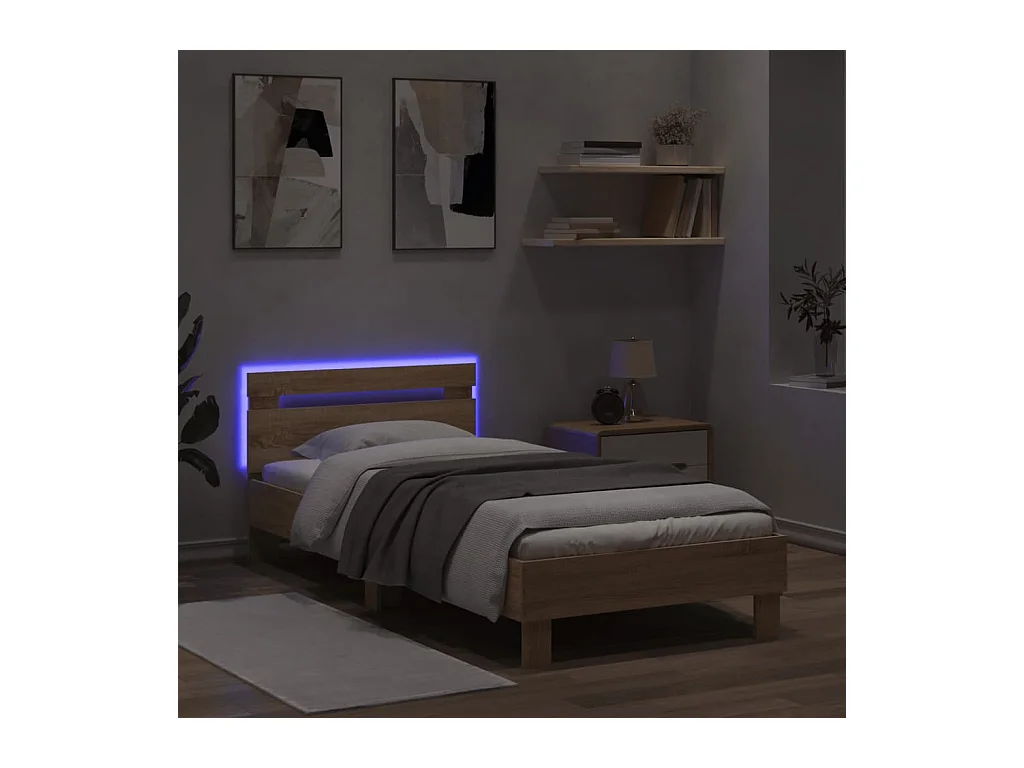 Lit simple | Lit adulte, enfant | Cadre de lit avec lumières LED 90x200 cm