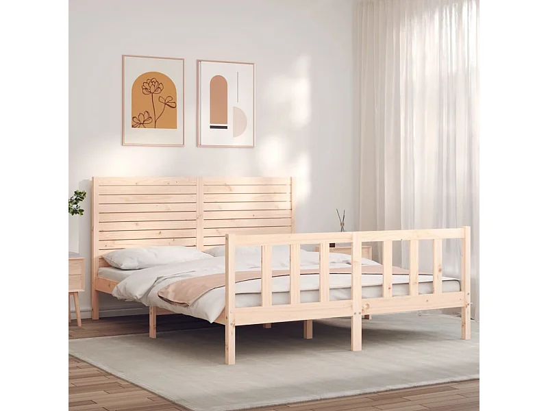 Lit double | Lit adulte | Cadre de lit bois de pin massif 150x200 cm