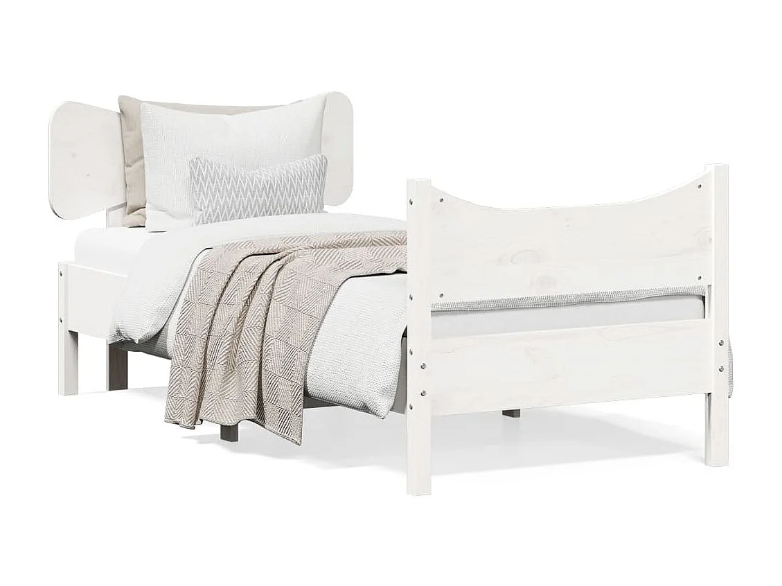 Lit simple | Lit adulte, enfant | Cadre de lit blanc 75x190 cm bois de pin massif