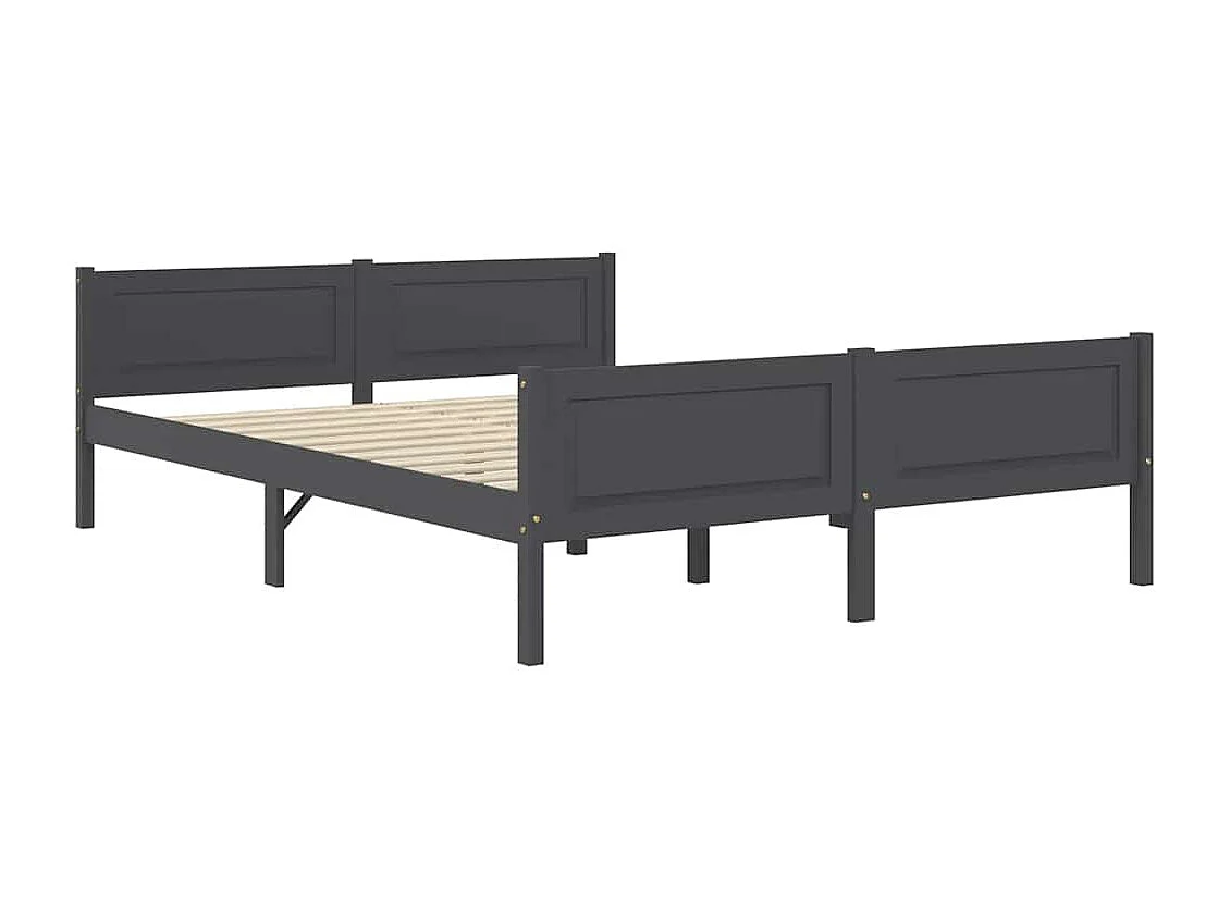 Lit double | Lit adulte | Cadre de lit bois massif de pin gris 140x200 cm