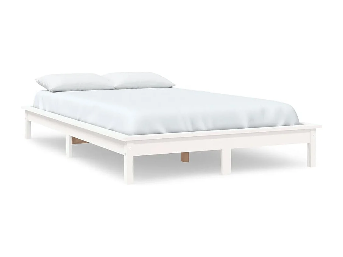 Lit double | Lit adulte | Cadre de lit blanc 140x200 cm bois massif