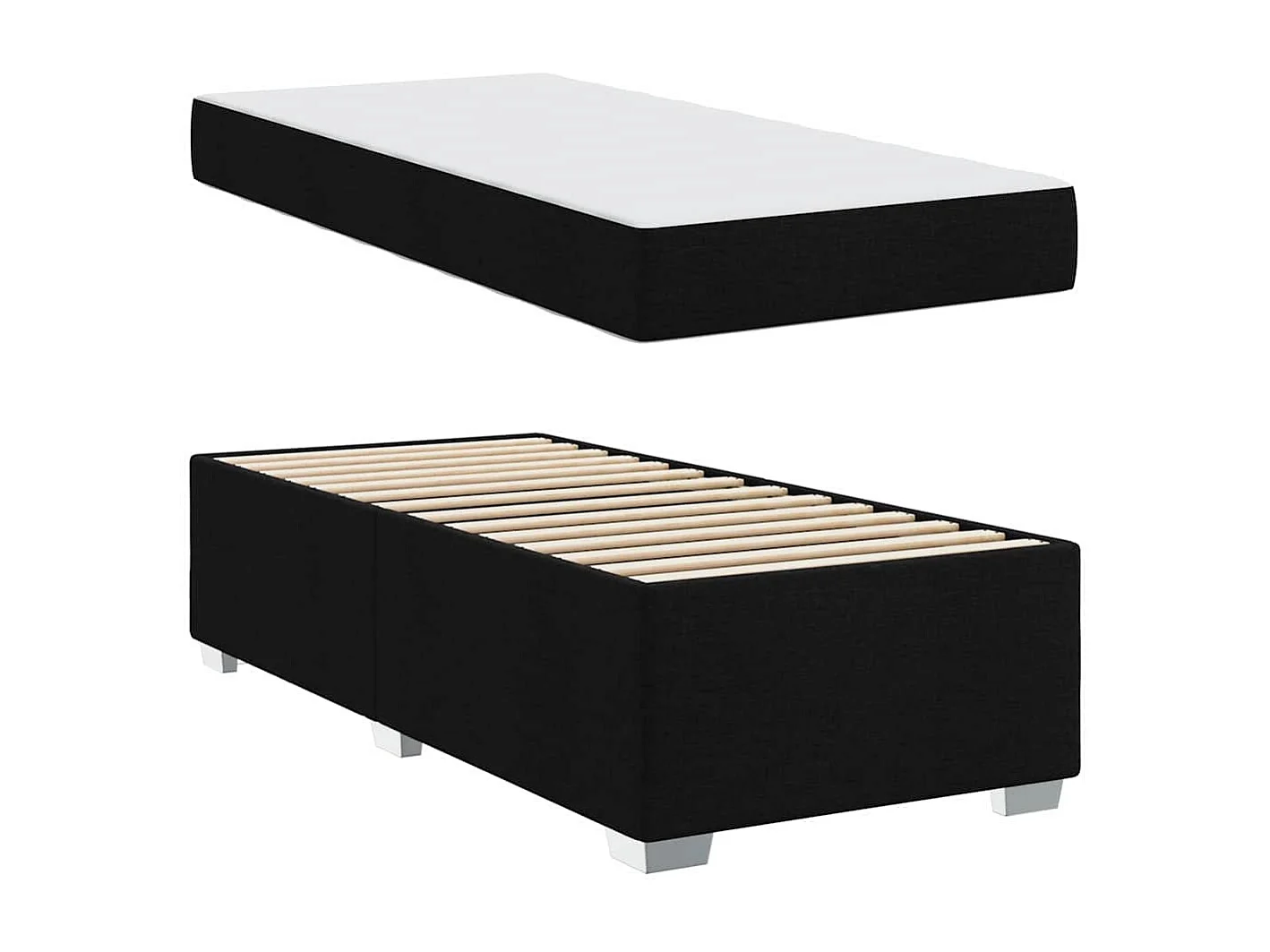 Lit simple | Lit adulte, enfant | Cadre de lit Noir 100x200 cm tissu