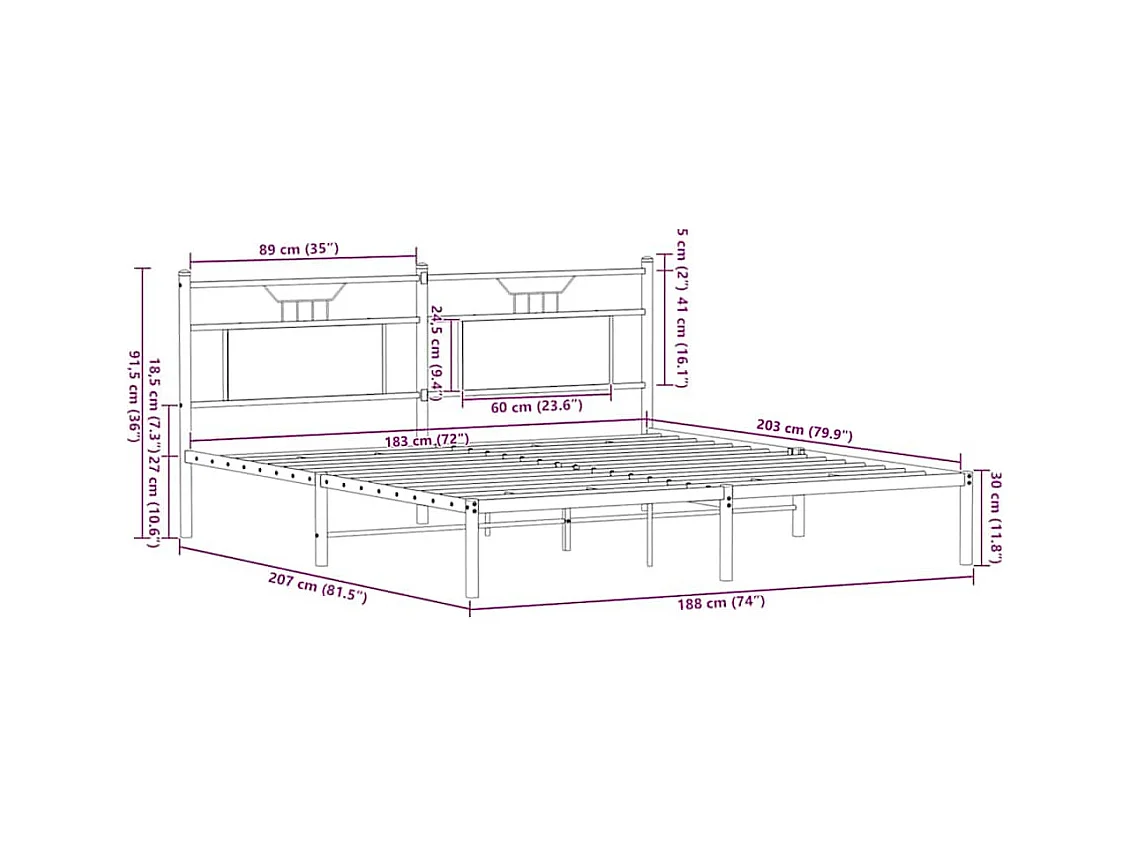 Letto per adulti | Letto matrimoniale | Giroletto senza Materasso Rovere Marrone 183x203 cm Truciolato