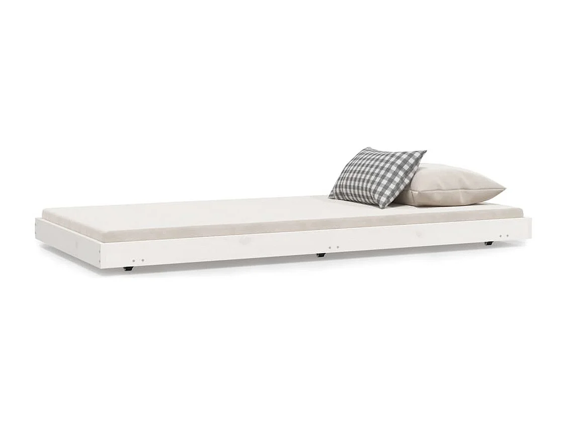 Lit simple | Lit adulte, enfant | Cadre de lit blanc 75x190 cm bois de pin massif